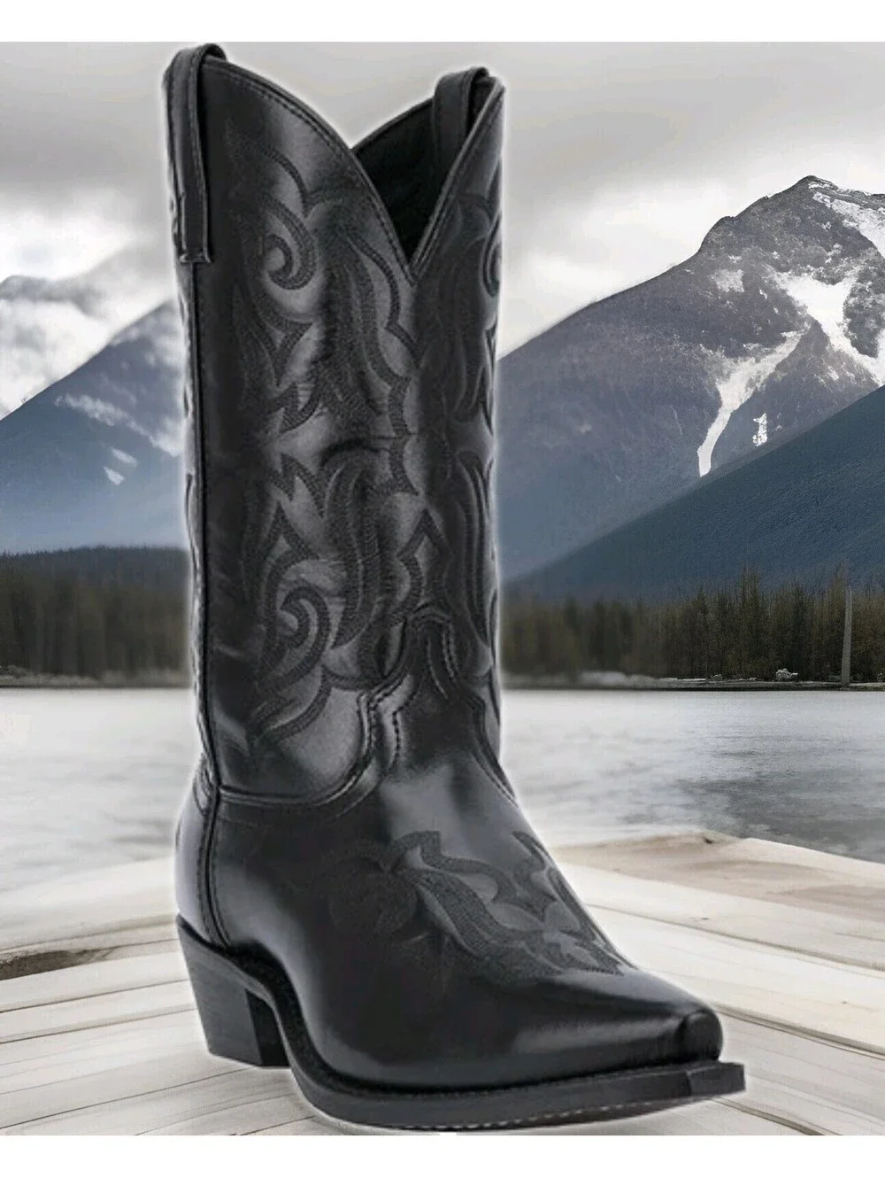Laredo Snip Toe Black Hawk Leather Western Cowboy Rodeo Dress Boots 6860 Mens 13